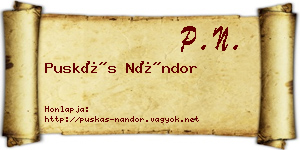 Puskás Nándor névjegykártya